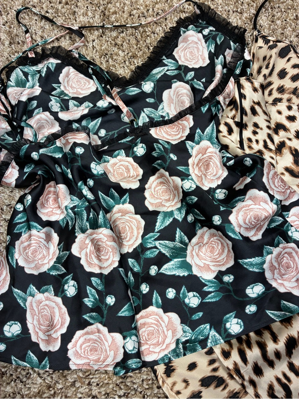 Victoria Secret 3 Piece Bundle Satin Teddy Romper 2 Satin Camisoles - Picture 6 of 14